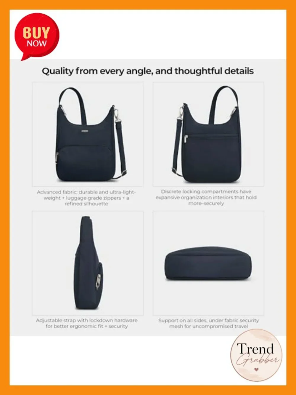 Anti-Theft Classic Essential Messenger Bag with RFID Blocking